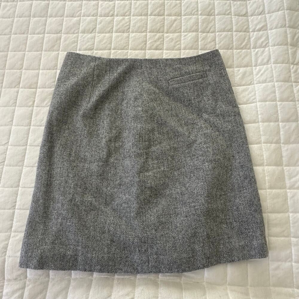 Talbots Skirt Womens 8P Gray Herringbone Tweed Pencil Classic Preppy Academia